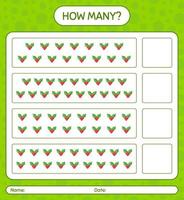 How many counting game with holly berry. worksheet for preschool kids, kids activity sheet vector