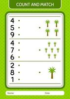 Count and match game with palm tree. worksheet for preschool kids, kids activity sheet vector