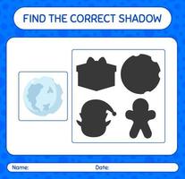 Find the correct shadows game with full moon. worksheet for preschool kids, kids activity sheet vector