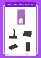 Find the correct shadows game with prayer rug. worksheet for preschool kids, kids activity sheet vector