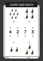 Count and match game with praying. worksheet for preschool kids, kids activity sheet vector