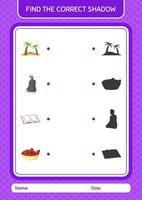 Find the correct shadows game with ramadan icon. worksheet for preschool kids, kids activity sheet vector