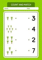 Count and match game with palm tree. worksheet for preschool kids, kids activity sheet vector