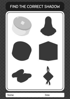 Find the correct shadows game with cap. worksheet for preschool kids, kids activity sheet