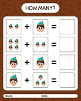 How many counting game with boys. worksheet for preschool kids, kids activity sheet vector