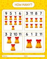 How many counting game with bell. worksheet for preschool kids, kids activity sheet vector