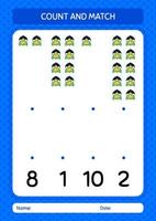 Count and match game with mosque. worksheet for preschool kids, kids activity sheet vector