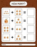 How many counting game with house. worksheet for preschool kids, kids activity sheet vector
