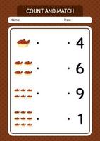 Count and match game with bowl of dates. worksheet for preschool kids, kids activity sheet vector