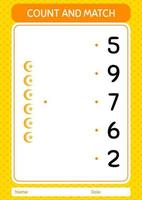 Count and match game with moon and star. worksheet for preschool kids, kids activity sheet vector