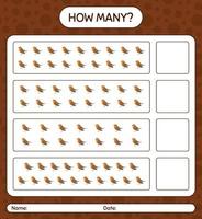 How many counting game with robin bird. worksheet for preschool kids, kids activity sheet vector