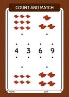 Count and match game with dates fruit. worksheet for preschool kids, kids activity sheet vector