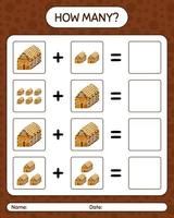 How many counting game with gingerbread cookie. worksheet for preschool kids, kids activity sheet vector