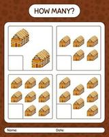 How many counting game with gingerbread cookie. worksheet for preschool kids, kids activity sheet vector