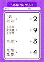 Count and match game with arabian. worksheet for preschool kids, kids activity sheet vector