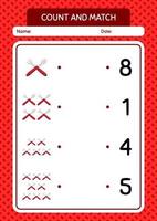 Count and match game with spoon and fork. worksheet for preschool kids, kids activity sheet vector