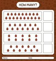 How many counting game with pine cone. worksheet for preschool kids, kids activity sheet vector