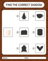 Find the correct shadows game with marshmallow. worksheet for preschool kids, kids activity sheet vector