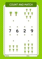 Count and match game with palm tree. worksheet for preschool kids, kids activity sheet vector