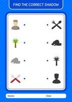 Find the correct shadows game with ramadan icon. worksheet for preschool kids, kids activity sheet vector