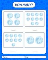 How many counting game with full moon. worksheet for preschool kids, kids activity sheet vector