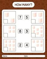 How many counting game with marshmallow. worksheet for preschool kids, kids activity sheet vector