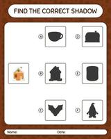 Find the correct shadows game with house. worksheet for preschool kids, kids activity sheet vector