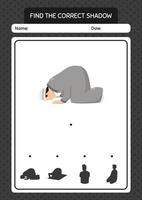 Find the correct shadows game with praying. worksheet for preschool kids, kids activity sheet vector