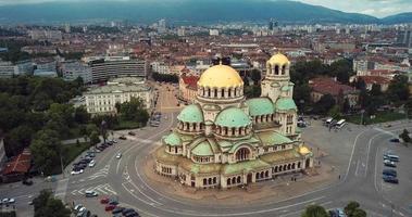 Aerial View to the St. Alexander Nevsky Cathedral in the Sofia City Center, Bulgaria