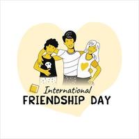 tres amigos celebrando el día internacional de la amistad vector
