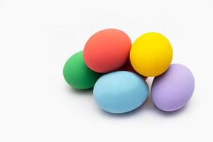 Set of colorful Easter eggs isolated on white background. Easter festival concept. photo