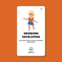 Girl Newborn Kid Developing And Growing Vector