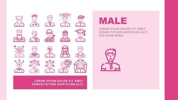 Male Business And Expression Landing Header Vector