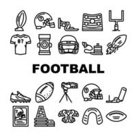 vector de conjunto de iconos de accesorios de fútbol americano