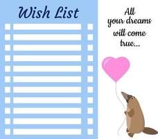 My wish list Page template  Hand-drawn graphics   Vector illustration