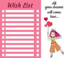 My wish list Page template Hand-drawn graphics Vector illustration