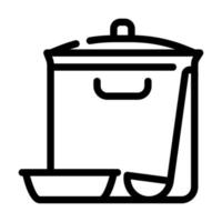 sopa pan cantina cocina utensilio línea icono vector ilustración