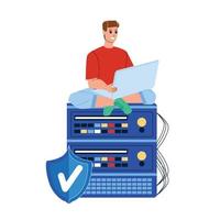 Vps Hosting Internet Service Using Man Vector