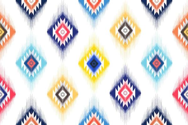 Ikat abstract geometric ethnic textile seamless pattern design. Aztec fabric carpet mandala ornaments textile decorations wallpaper. Tribal boho native turkey textile traditional embroidery vector.