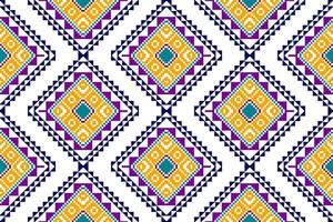 diseño de patrones sin fisuras étnicos ikat. alfombra de tela azteca adornos de mandala decoraciones textiles papel tapiz. fondo de vector de bordado tradicional de pavo étnico nativo boho tribal