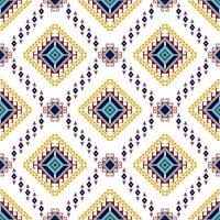 diseño de patrones sin fisuras étnicos ikat. alfombra de tela azteca adornos de mandala decoraciones textiles papel tapiz. fondo de vector de bordado tradicional de pavo étnico nativo boho tribal