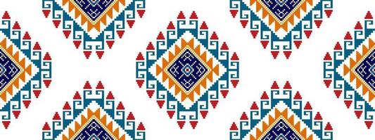 diseño de patrones sin fisuras étnicos ikat. alfombra de tela azteca adornos de mandala decoraciones textiles papel tapiz. fondo de vector de bordado tradicional de pavo étnico nativo boho tribal