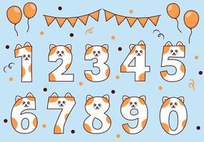 Cute cat collection with numbering for birthday party, kid education, ornament vector