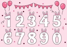 Cute bunny or rabbit collection with numbering for birthday party, kid education, ornament. Funny font vector