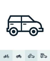 iconos de transporte y vehículos con fondo blanco vector