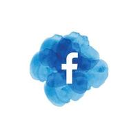 icono de logotipo de vector de facebook acuarela