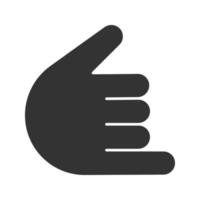 Shaka hand gesture glyph icon. Silhouette symbol. Hang loose. Call me sign. Negative space. Vector isolated illustration