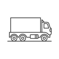 Delivery truck linear icon. Thin line illustration. Freight transport. Contour symbol. Vector isolated outline drawing