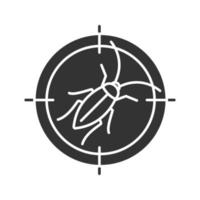 Cockroach target glyph icon. Roach repellent. Pest control. Silhouette symbol. Negative space. Vector isolated illustration