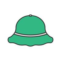 Fisherman hat color icon. Fishing equipment. Isolated vector illustration